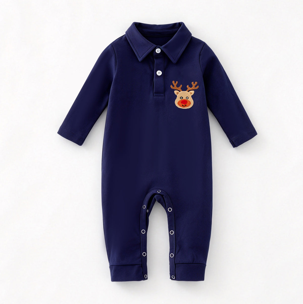 （In Stock）Toddler Boys Christmas Embroidery Romper