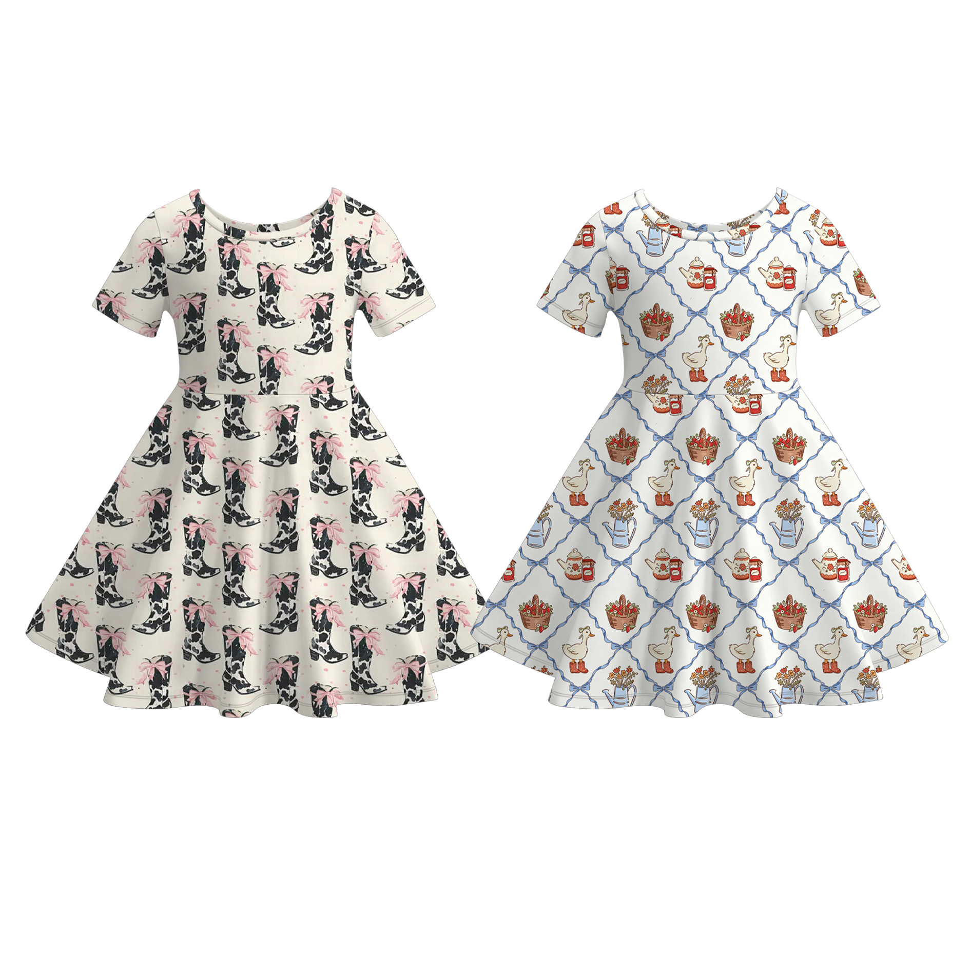 （Pre Order+Prepack Zone）Girls Boots&Goose Print Dress（Mix Size）