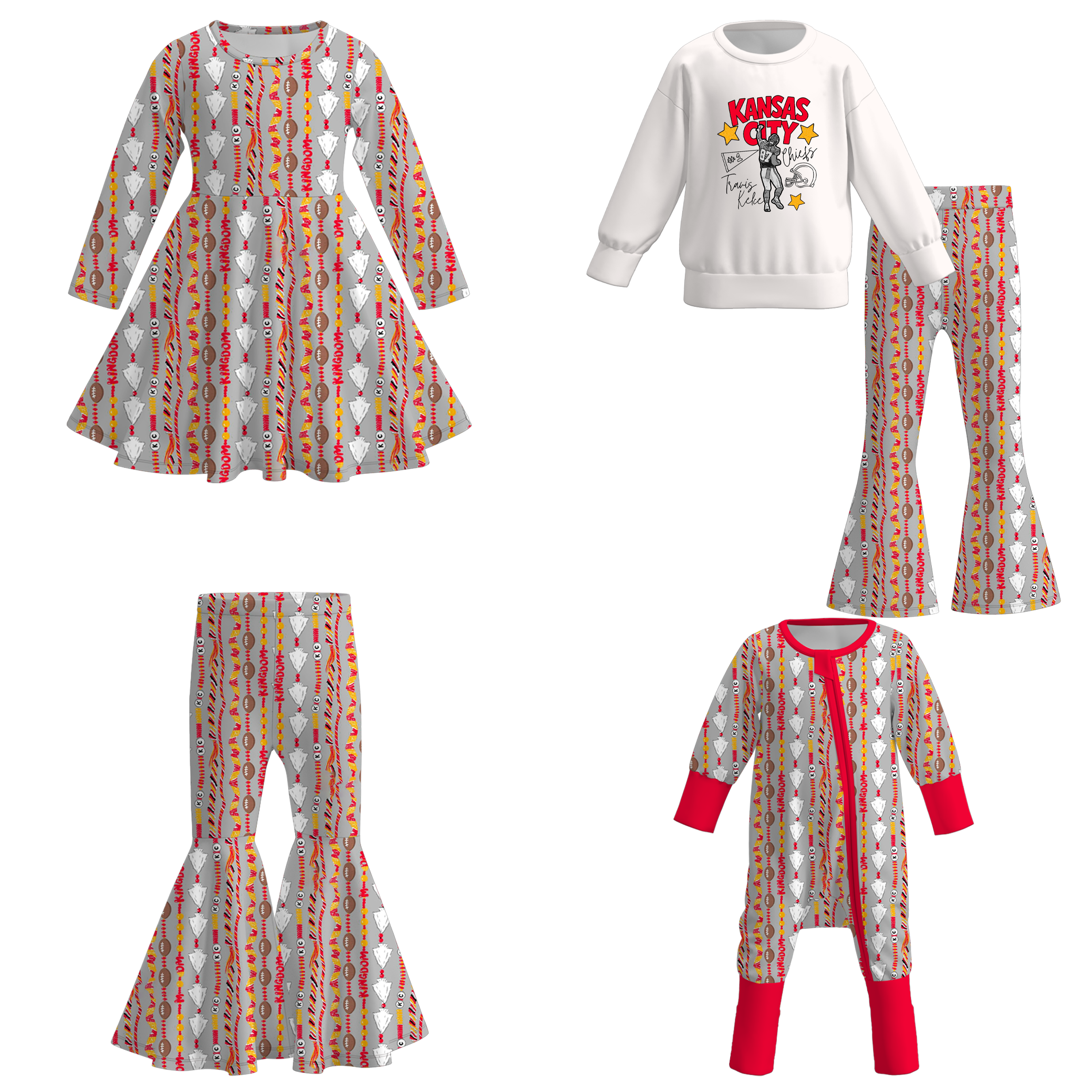（Pre Order）Family Football Print Dress,Set,Pants＆Romper