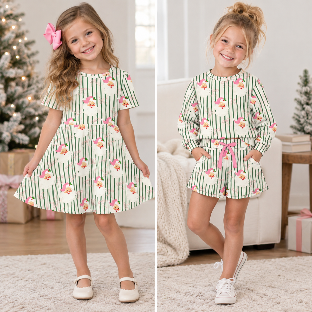 （Weekly Pre-Order）Sisters Christmas Print Dress&Shorts Set（Ends 9.28）