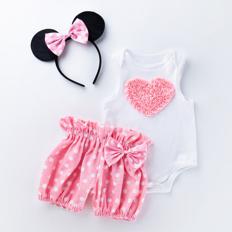 （In Production）Toddler Girls Spring&Summer Cartoon Applique Bloomer Set
