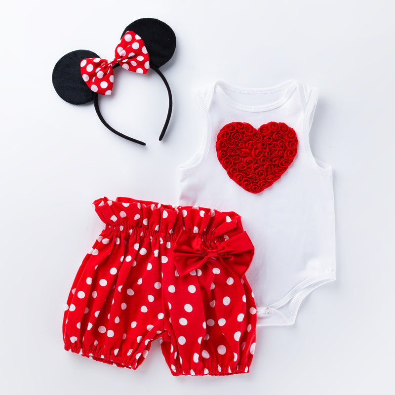 （In Production）Toddler Girls Spring&Summer Cartoon Applique Bloomer Set