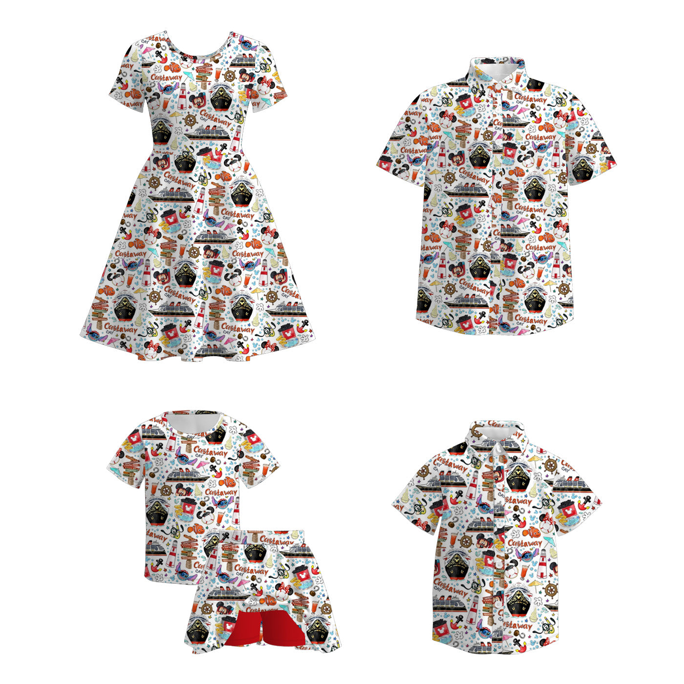 （Pre Order）Family Cartoon Print Dress,Set＆Top