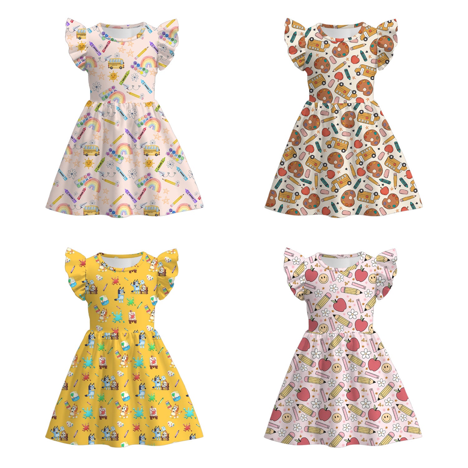 （Pre Order）Girls Summer Back To School Print Dress