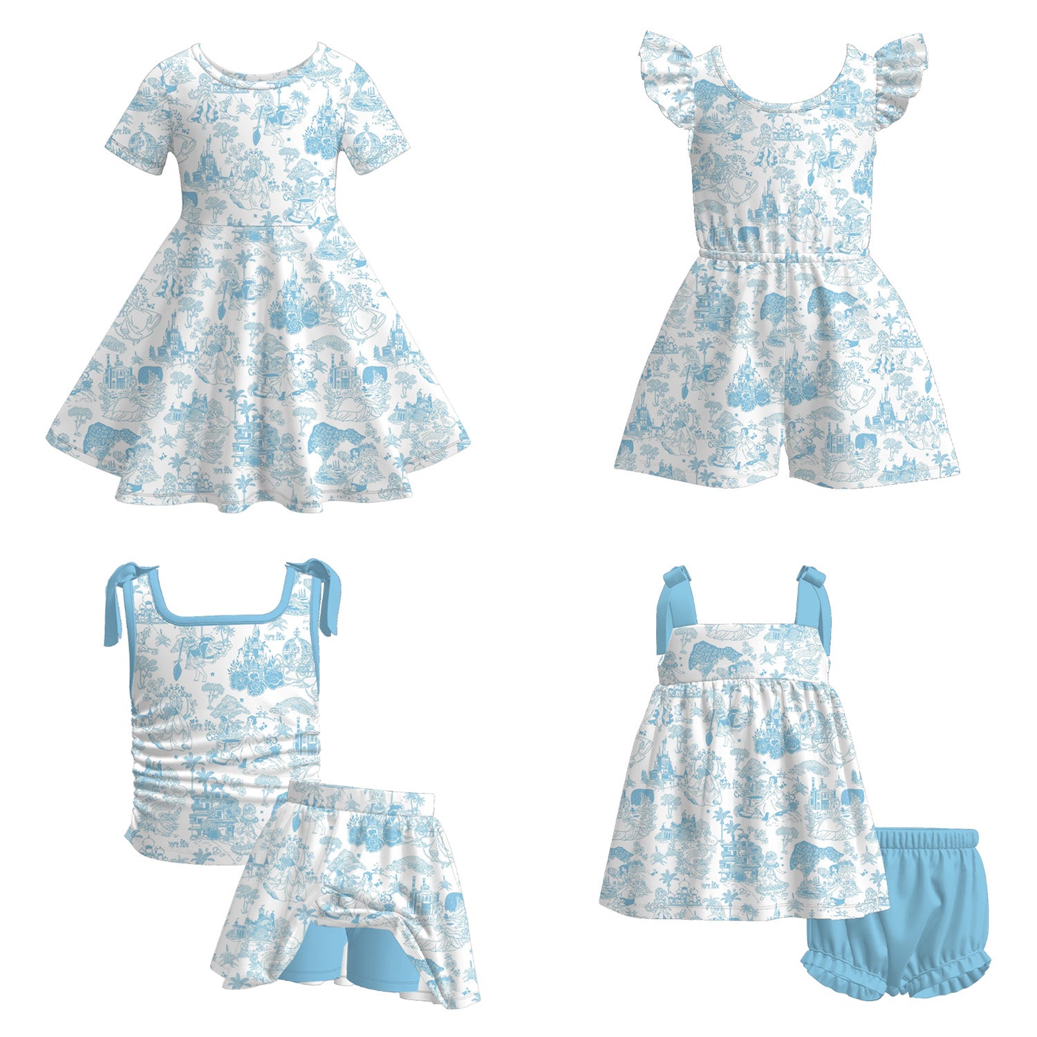 （Pre Order）Sisters Spring and Summer Princess Print Dress,Jumpsuit＆Set