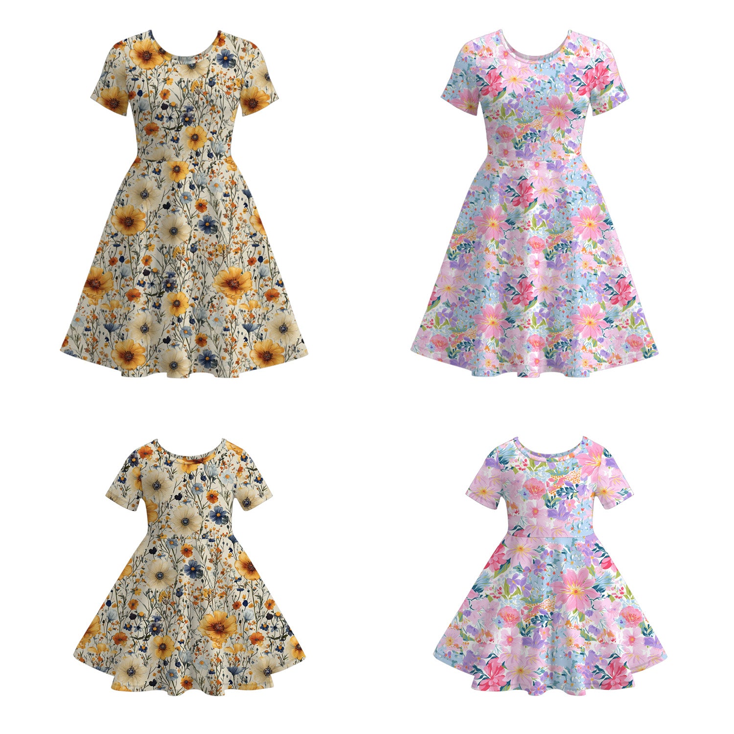 （Pre Order）Mommy and Me Fall Floral Print Dress