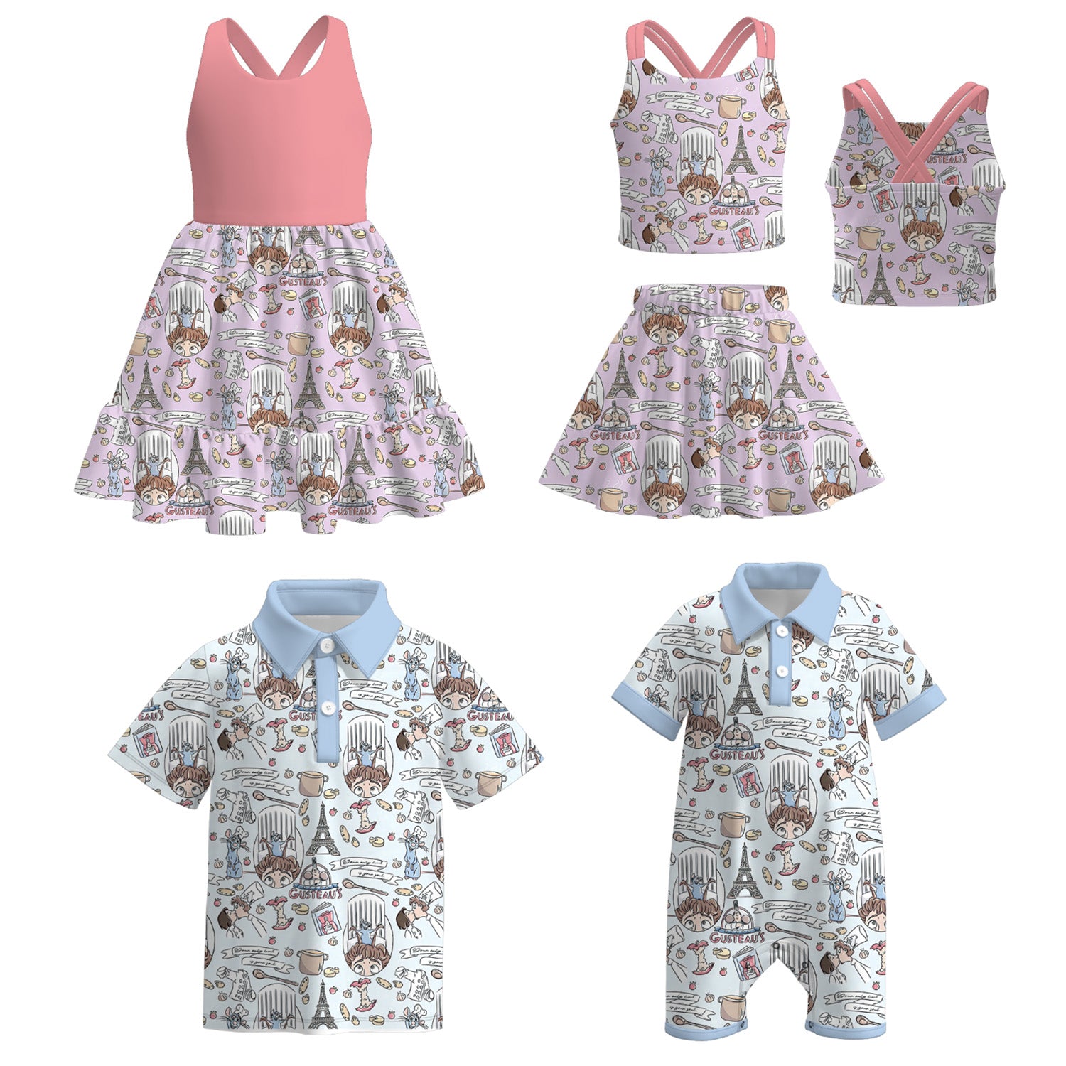 （Pre Order）Siblings Spring&Summer Cartoon Print Dress,Set,Top&Romper