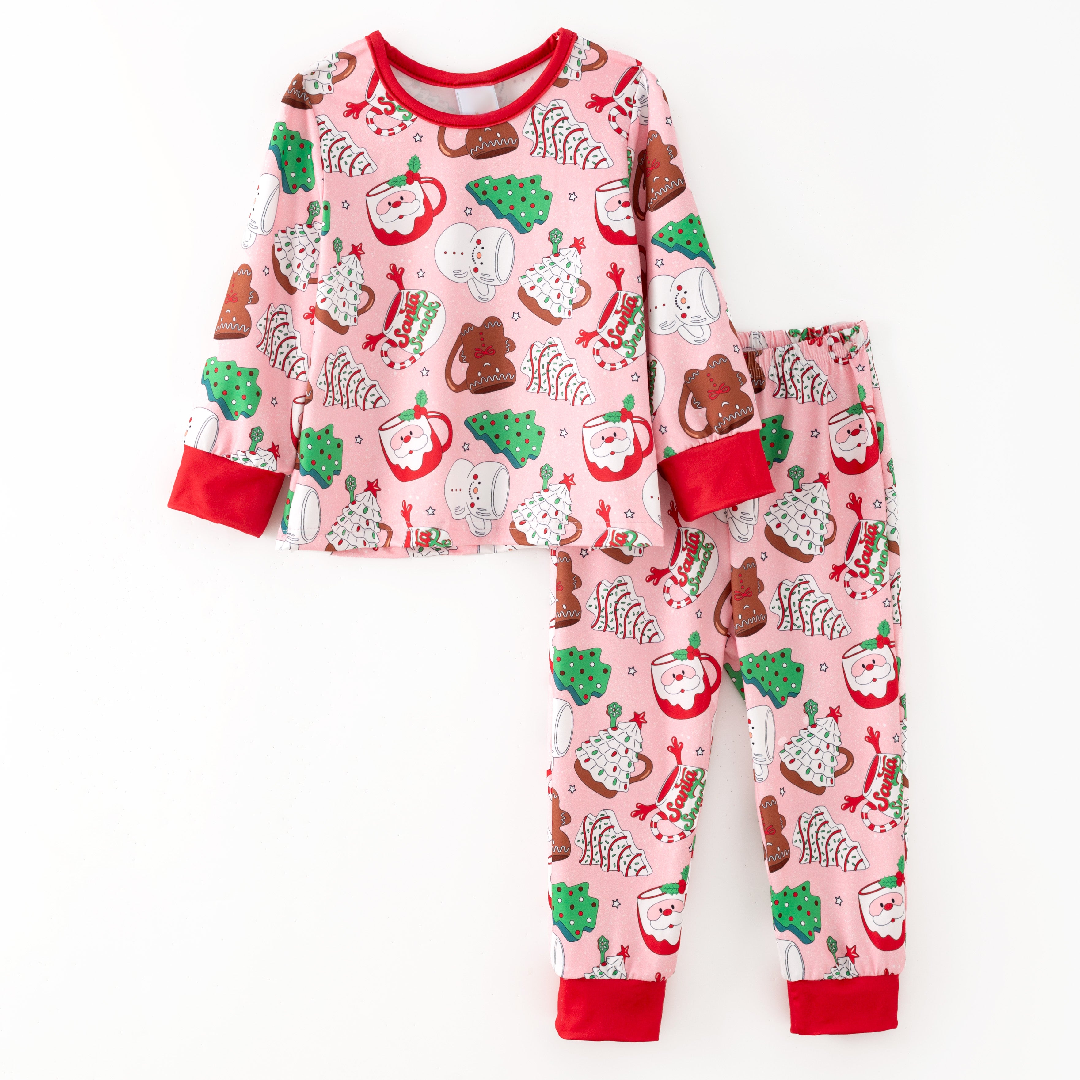 （Pre Order,Prepack Zone）Girls Christmas Cartoon Print Pajamas