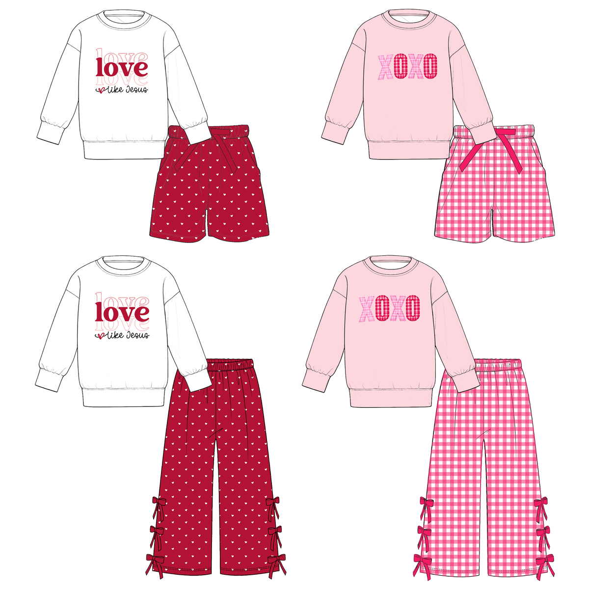 （Weekly Pre-Order）Girls Valentine's Day Print Shorts Set&Pants Set（Ends 11.1）