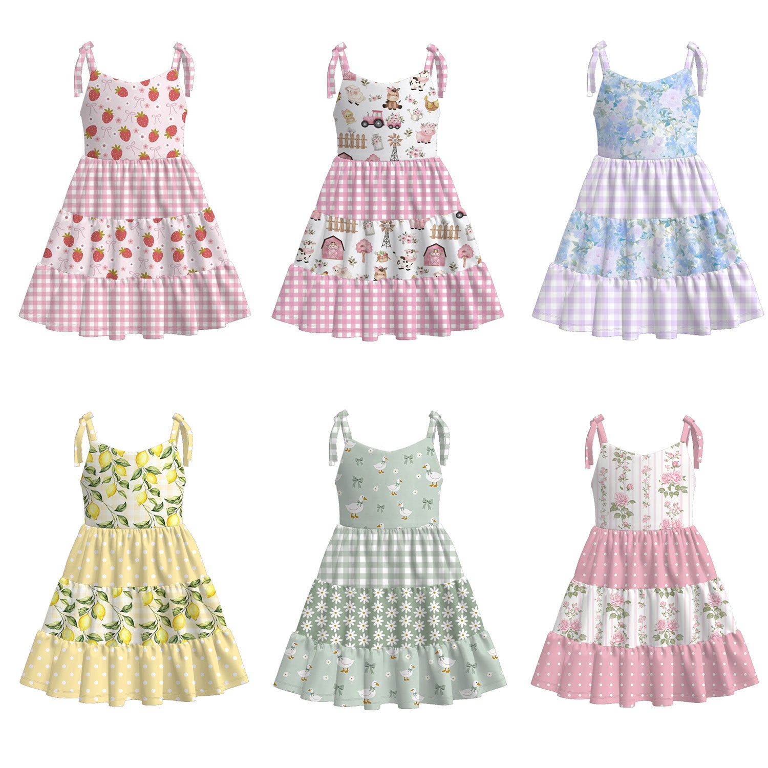 （Pre Order+Prepack Zone）Girls Summer Floral&Fruit Print Slip Dress（Mix Size）