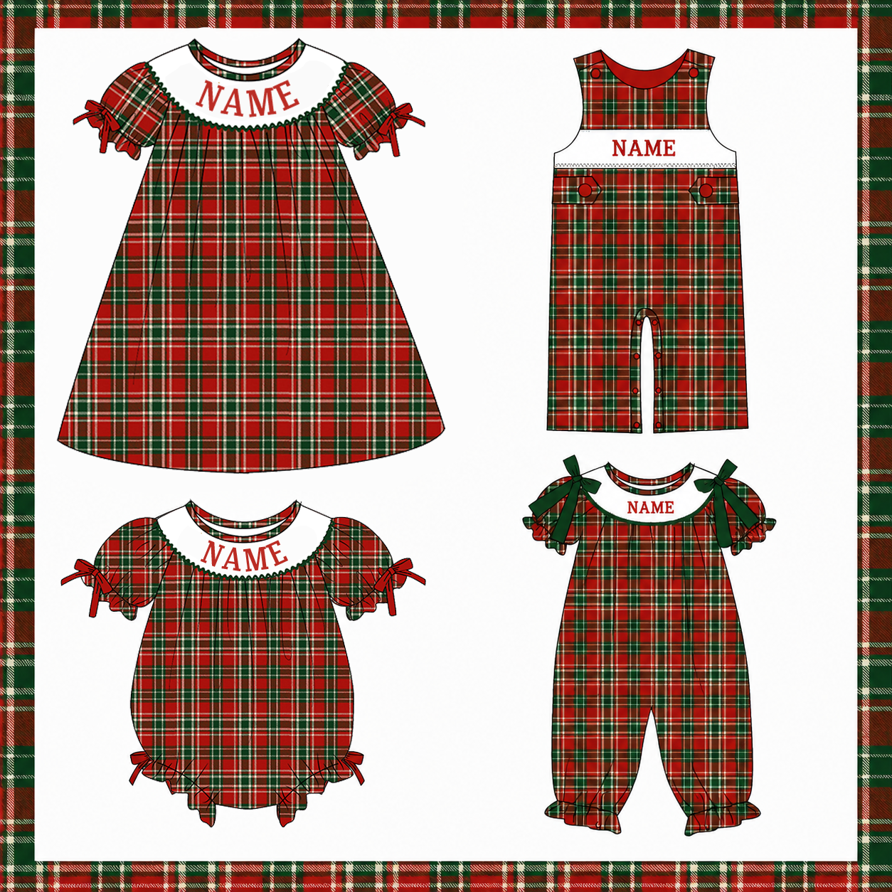 （Weekly Pre-Order）Siblings Christmas Embroidery Smocked Dress&Romper（Ends Wednesday）