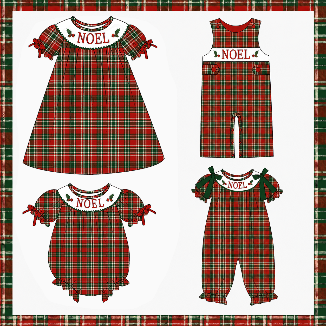 （Weekly Pre-Order）Siblings Christmas Embroidery Smocked Dress&Romper（Ends Wednesday）