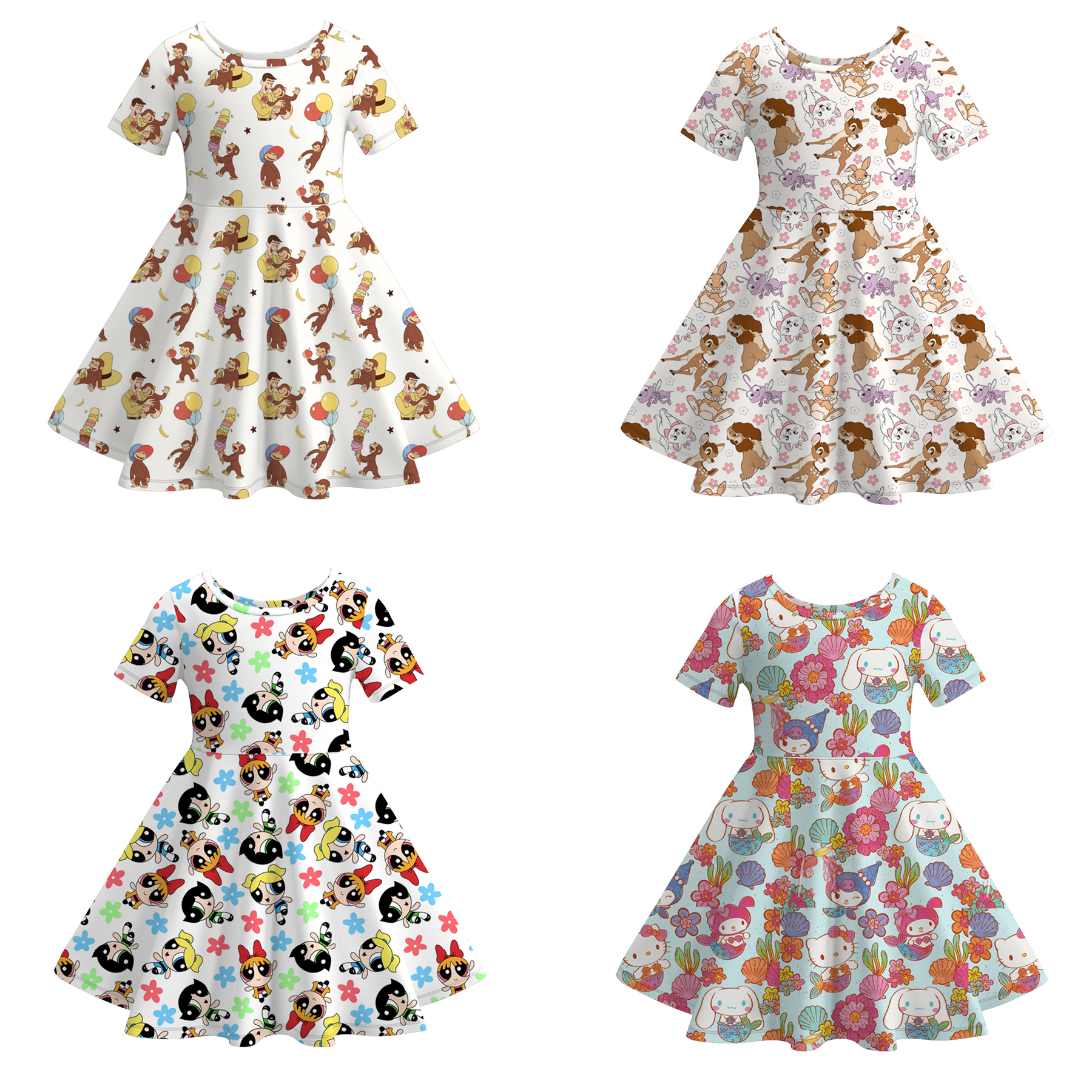 （Pre Order）Girls Spring＆Summer Cartoon Print Dress