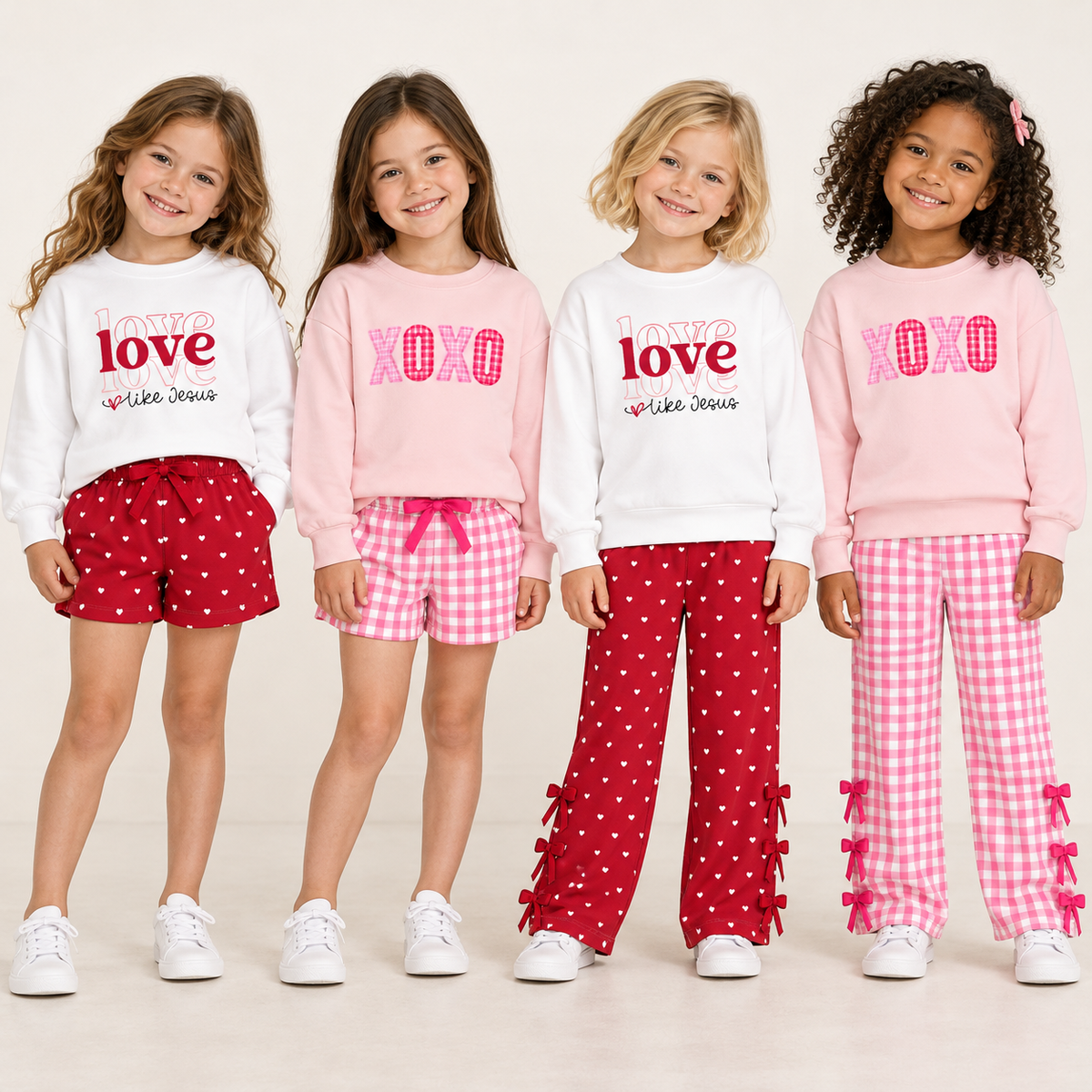 （Weekly Pre-Order）Girls Valentine's Day Print Shorts Set&Pants Set（Ends 11.1）