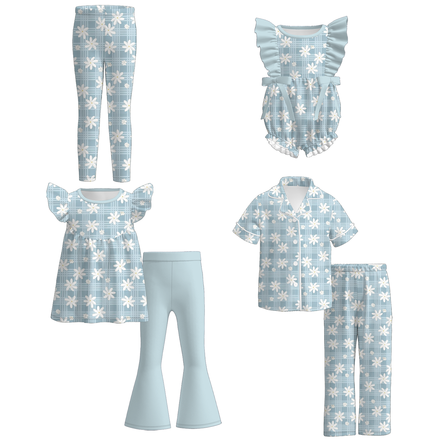 （Pre Order+Prepack Zone）Sisters Fall Daisy Print Dress,Set,Pants&Romper