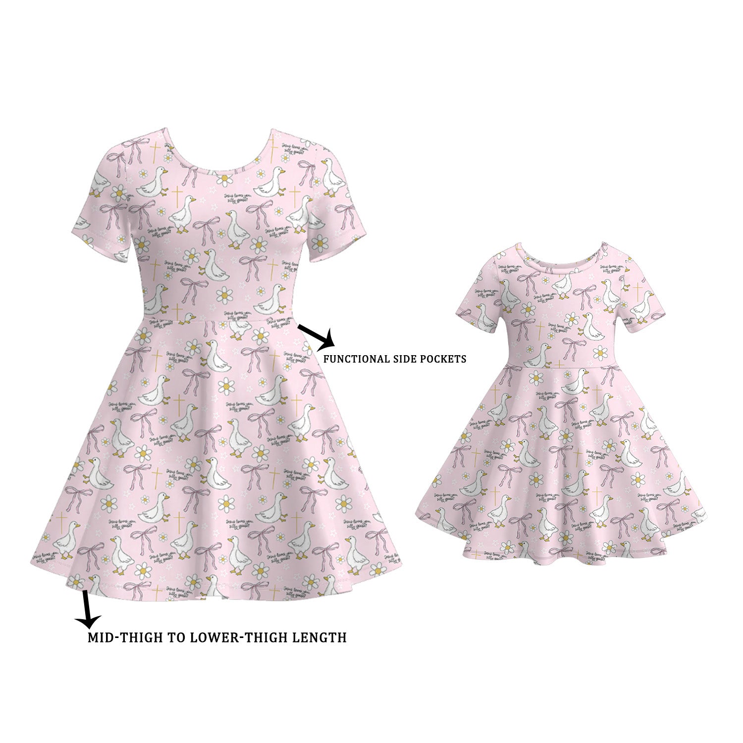（Pre Order）Mommy and Me Spring&Summer Goose Print Dress