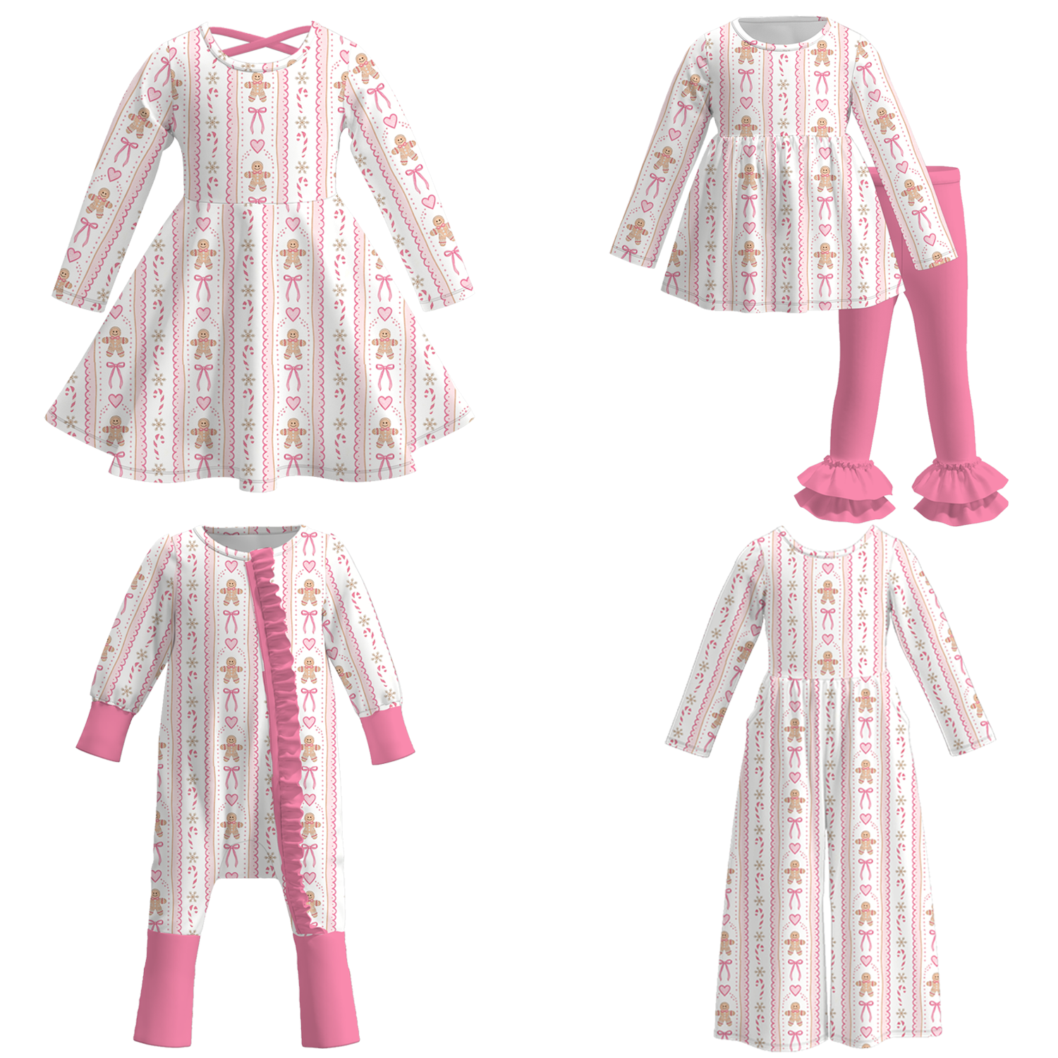 （Pre Order）Sisters Christmas Print Dress,Set,Jumpsuit&Romper
