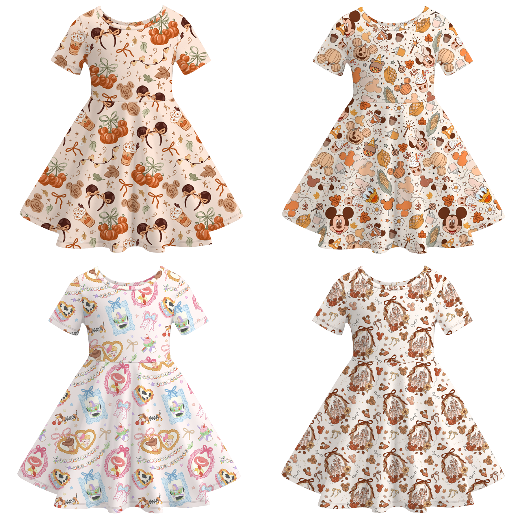 （Pre Order）Girls Fall Cartoon Print Dress