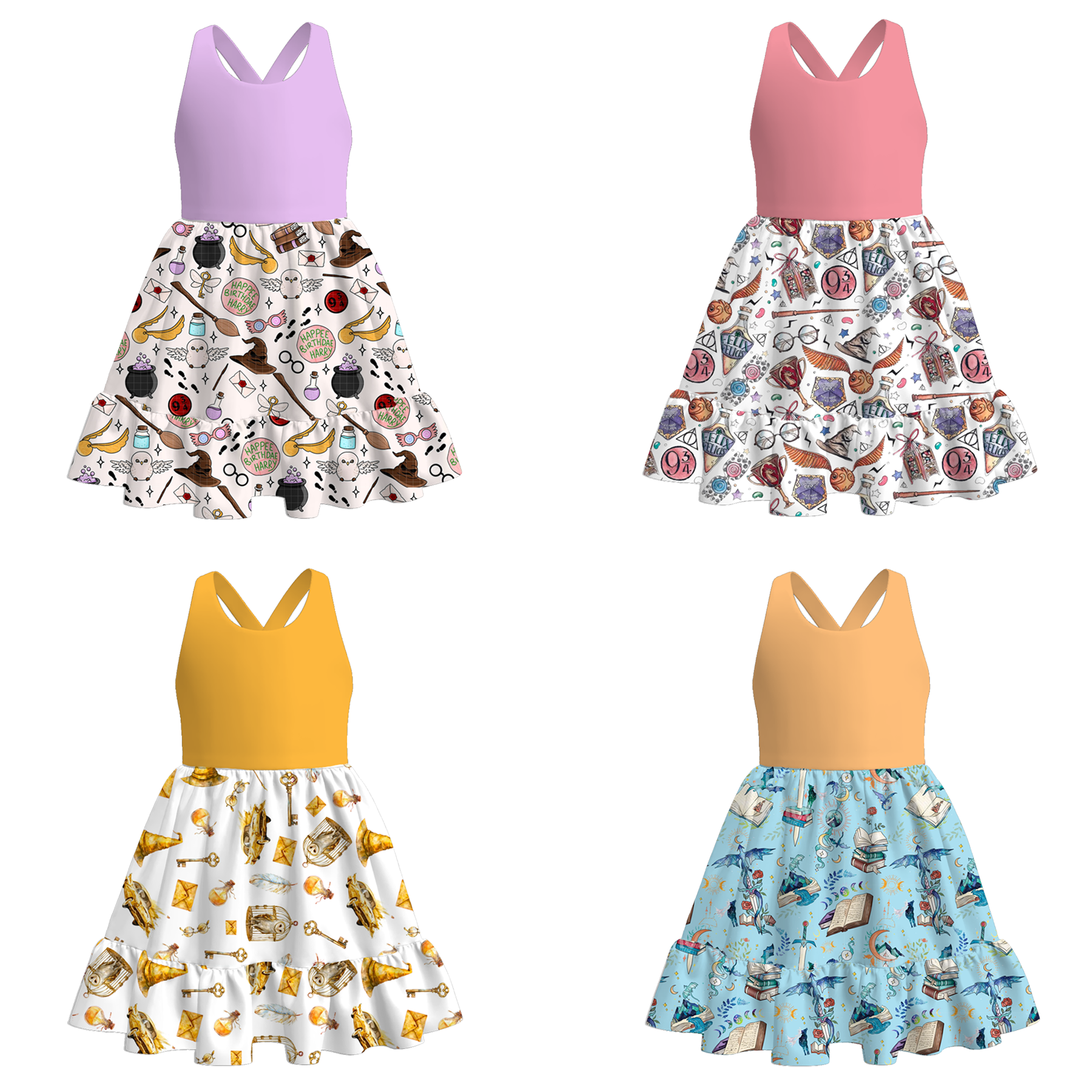 （Pre Order）Girls Spring and Summer Movie Character Print Dress