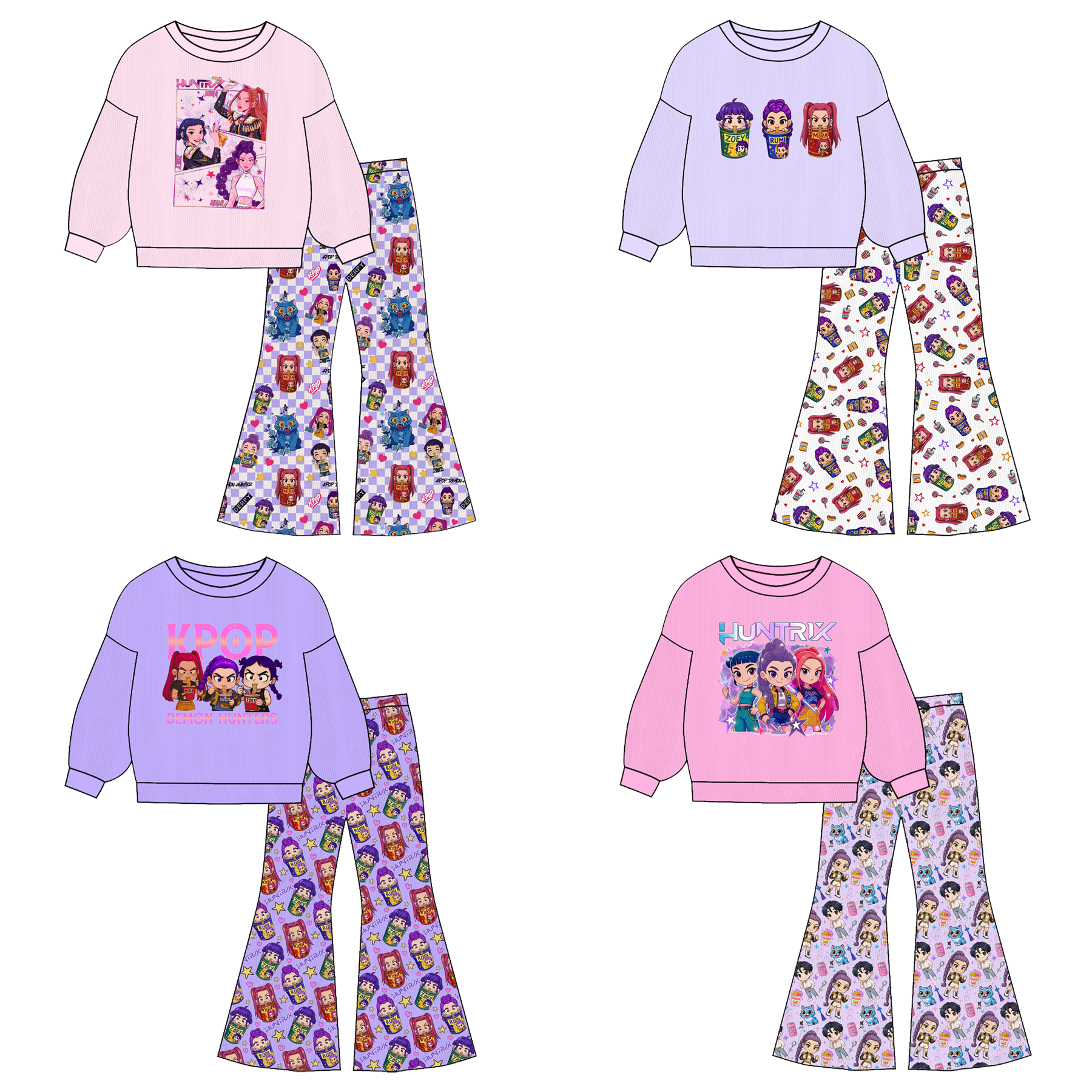 （Pre Order）Girls Movie Character Print Sweatshirt Set