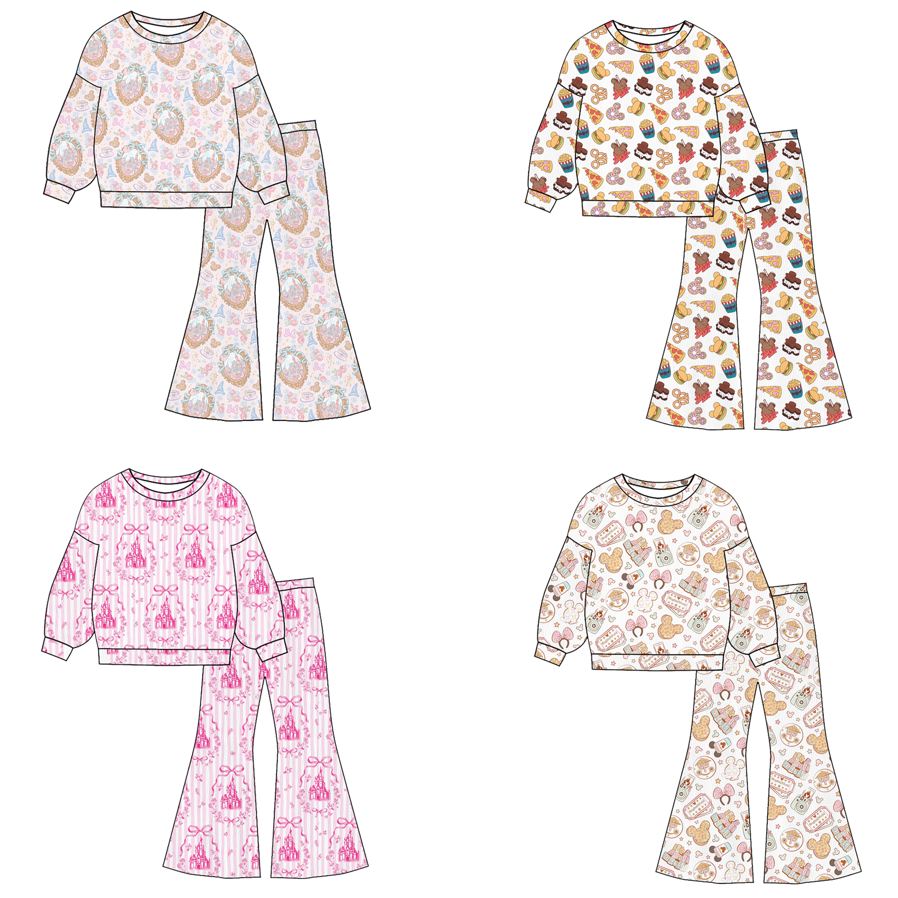 （Pre Order）Girls Spring&Summer Cartoon Print Twill Sweatshirt Suit