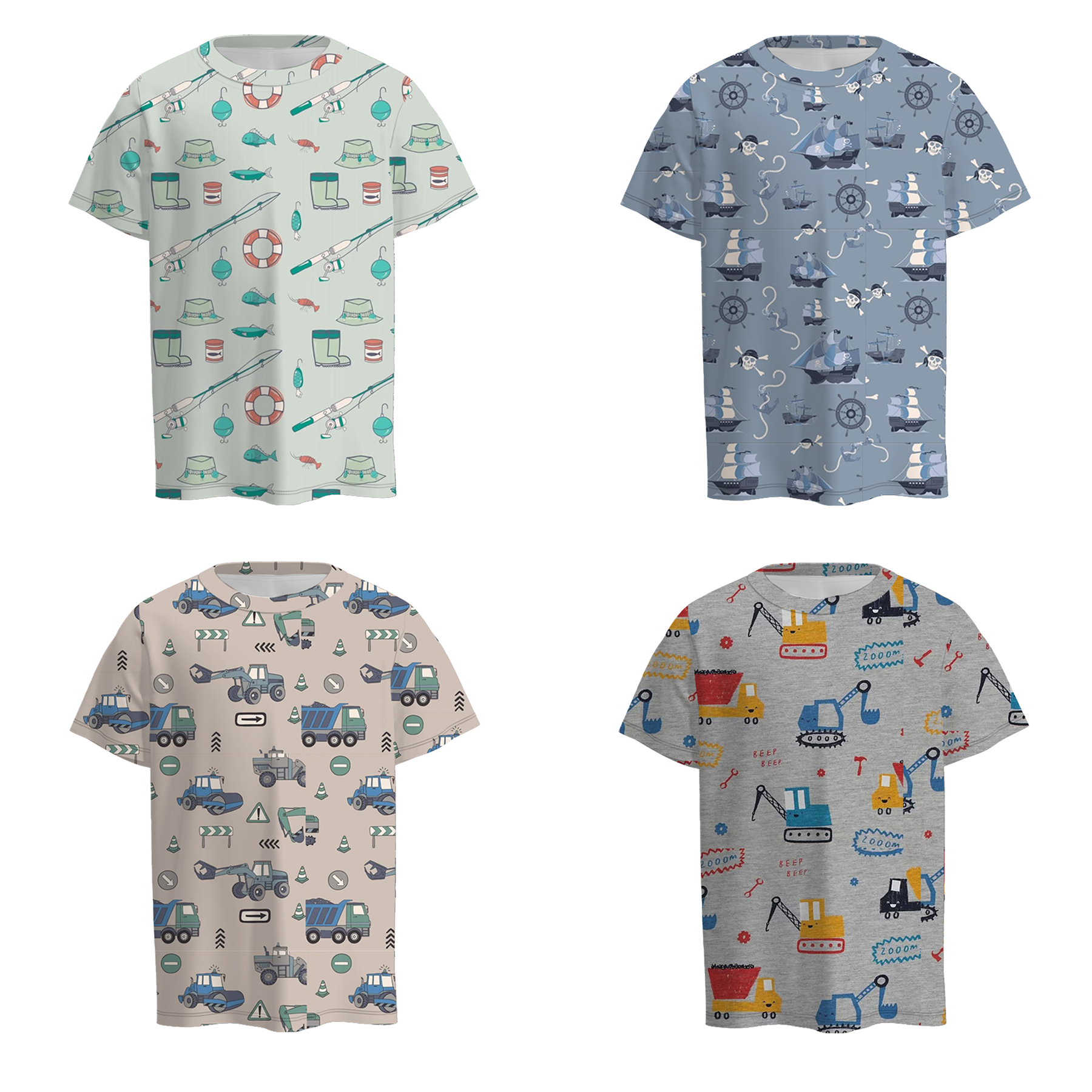 （Pre Order）Boys Spring and Summer Ship＆Car Print Top