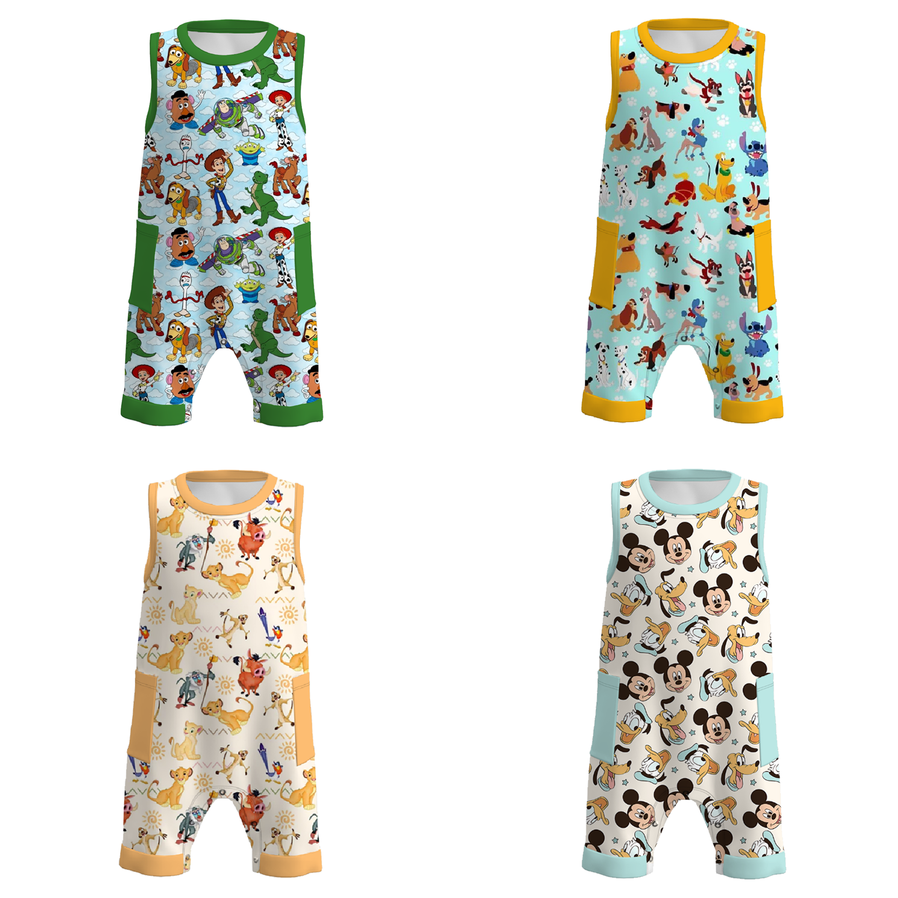 （Pre Order）Toddler Boys Summer Cartoon Print Romper