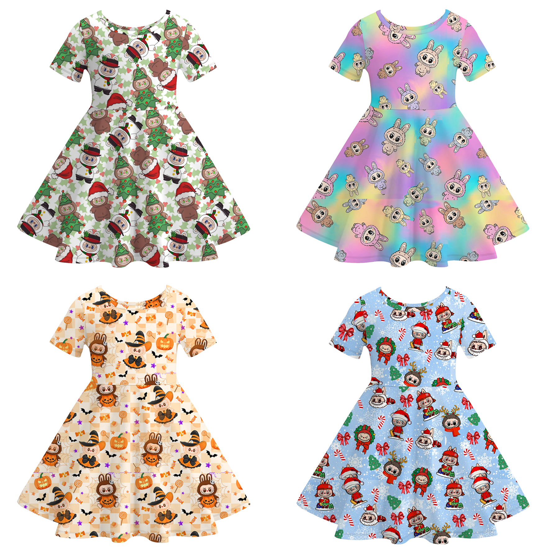 （Pre Order）Girls Summer Cartoon Print Dress