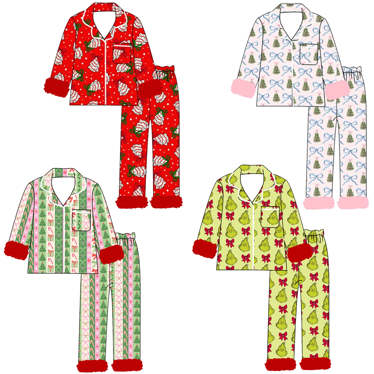 （Pre Order）Girls Christmas Print Pajamas