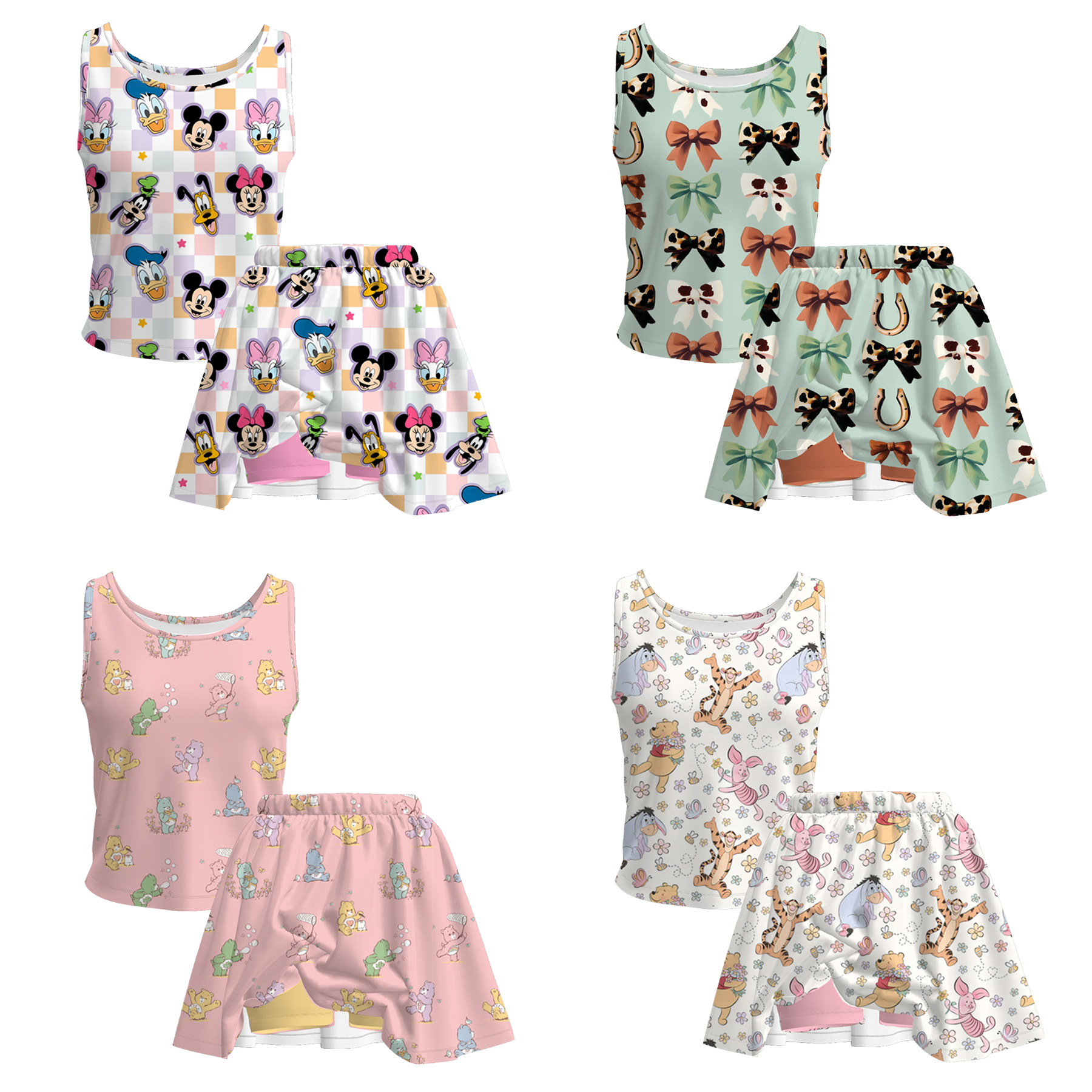 （Pre Order）Adults Summer Cartoon Print Skort Set