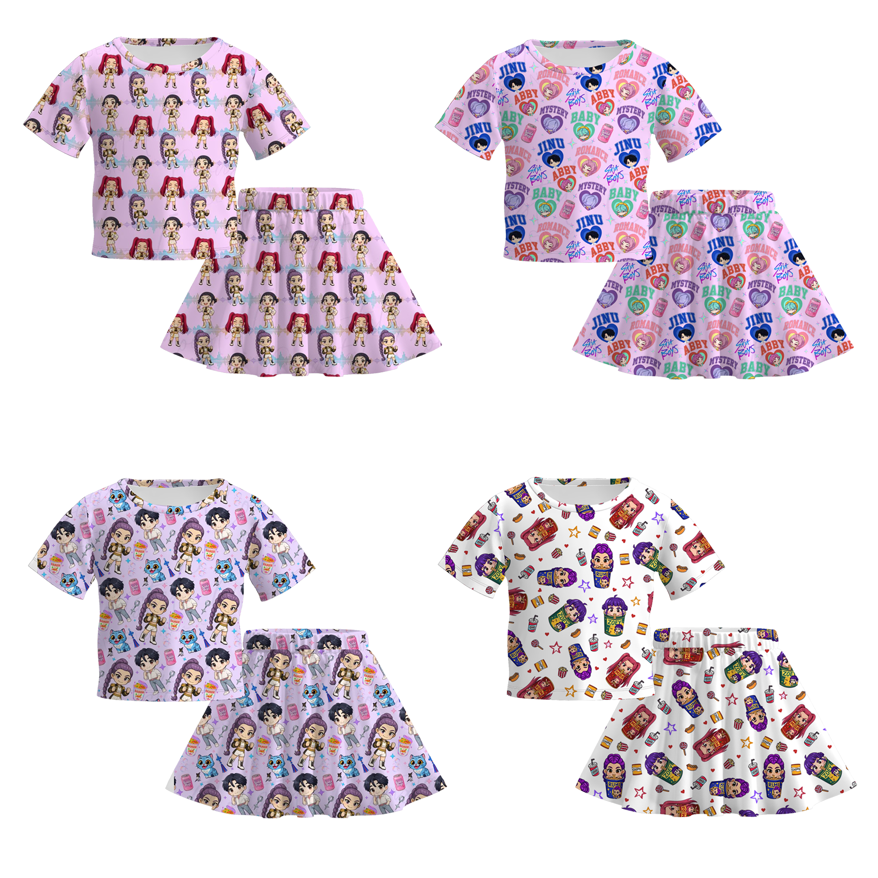 （Pre Order）Girls Movie Character Print Skirt Set