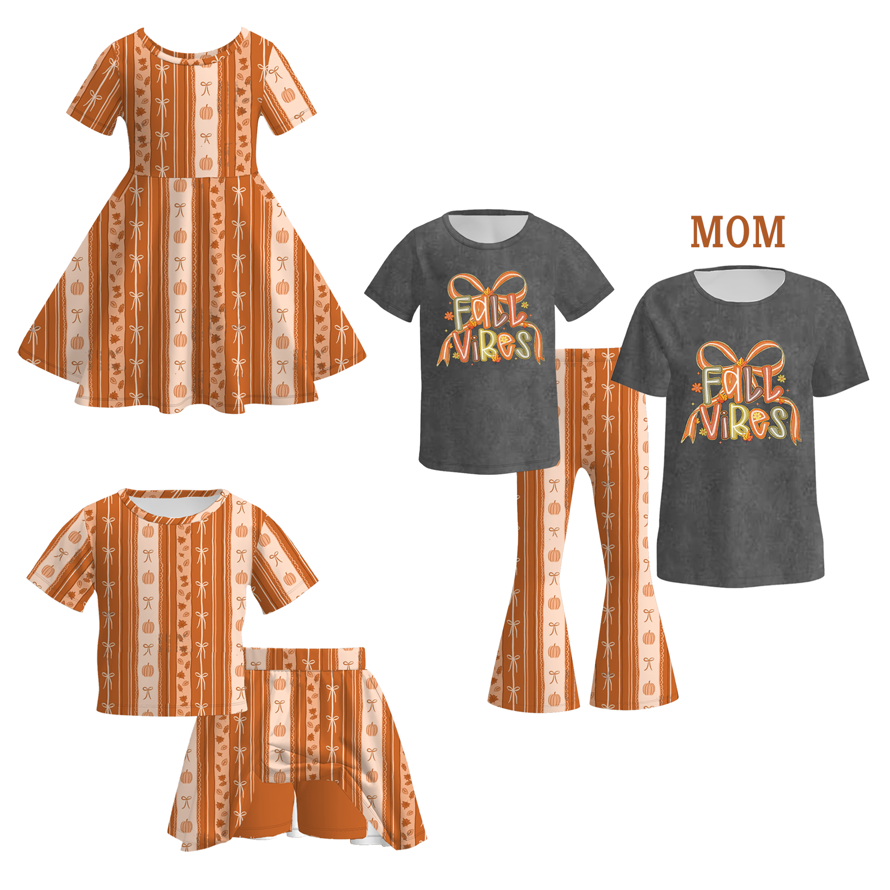 （Pre Order）Family Fall Vibes Print Dress,Set＆Top