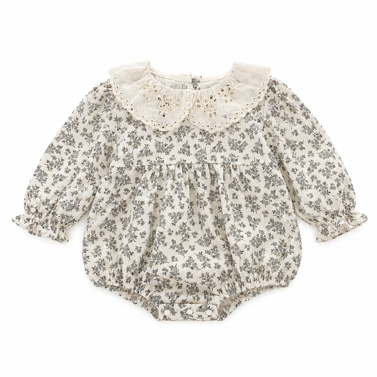 （Pre Order 2 Weeks）Toddler Girls Fall Floral Print Lace Collar Romper