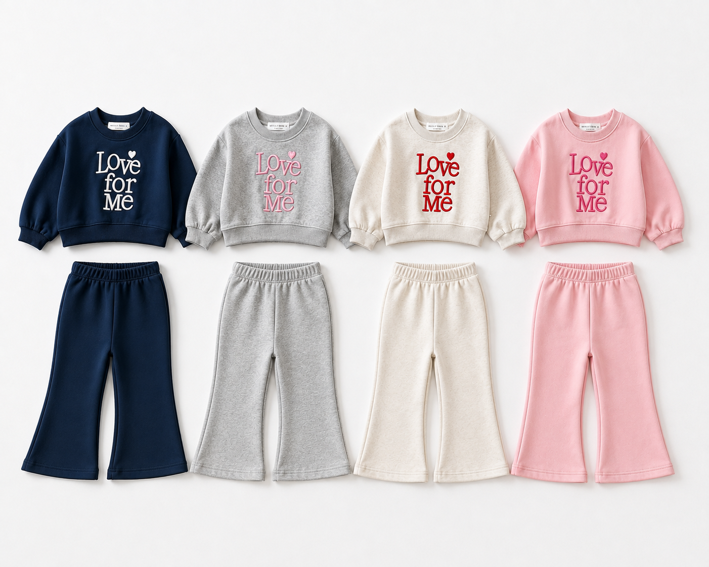 （Pre Order 2 Weeks）Girls Fall Love for Me Embroidery Sweatshirt Set