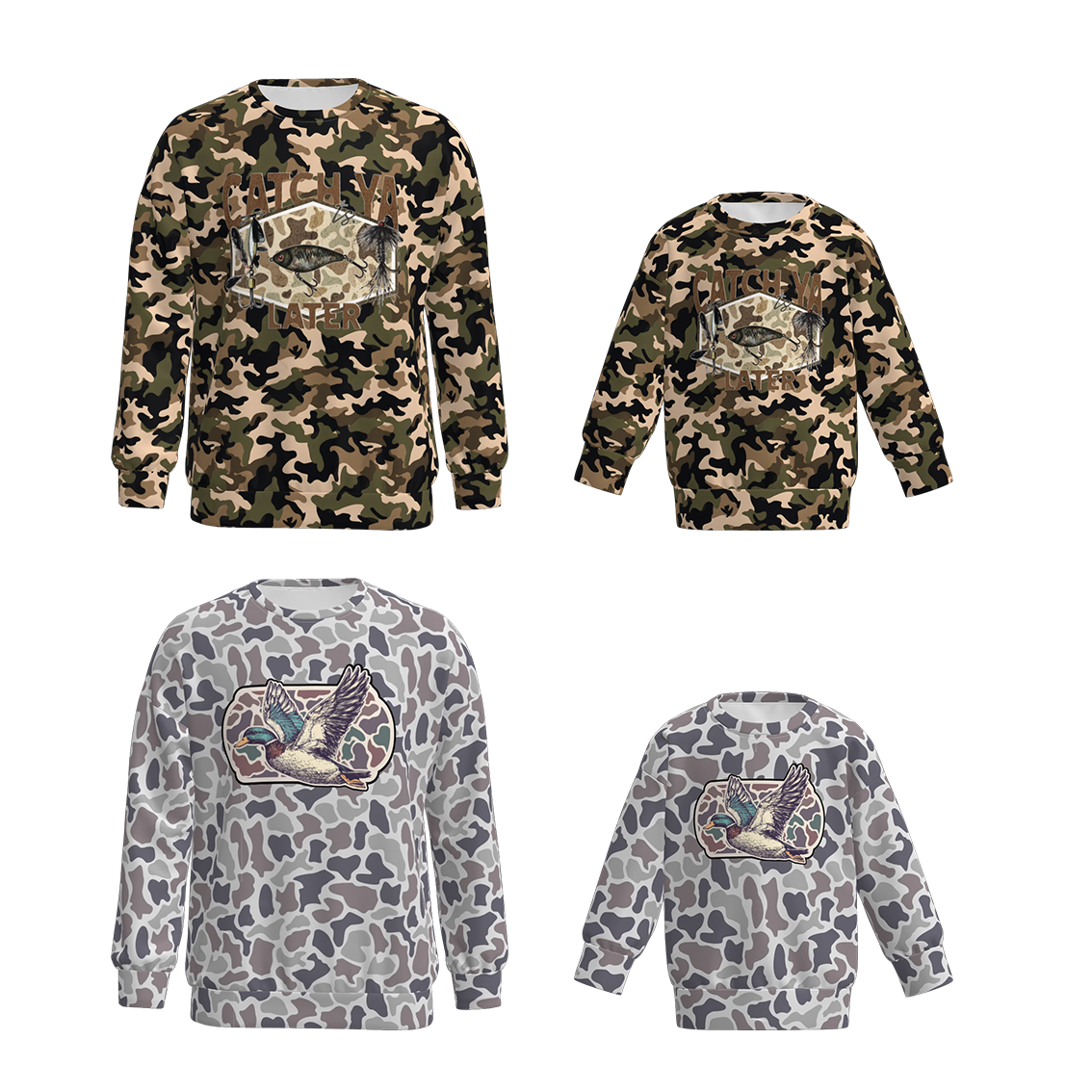 （Pre Order）Family Fall Camouflage Print Sweatshirt