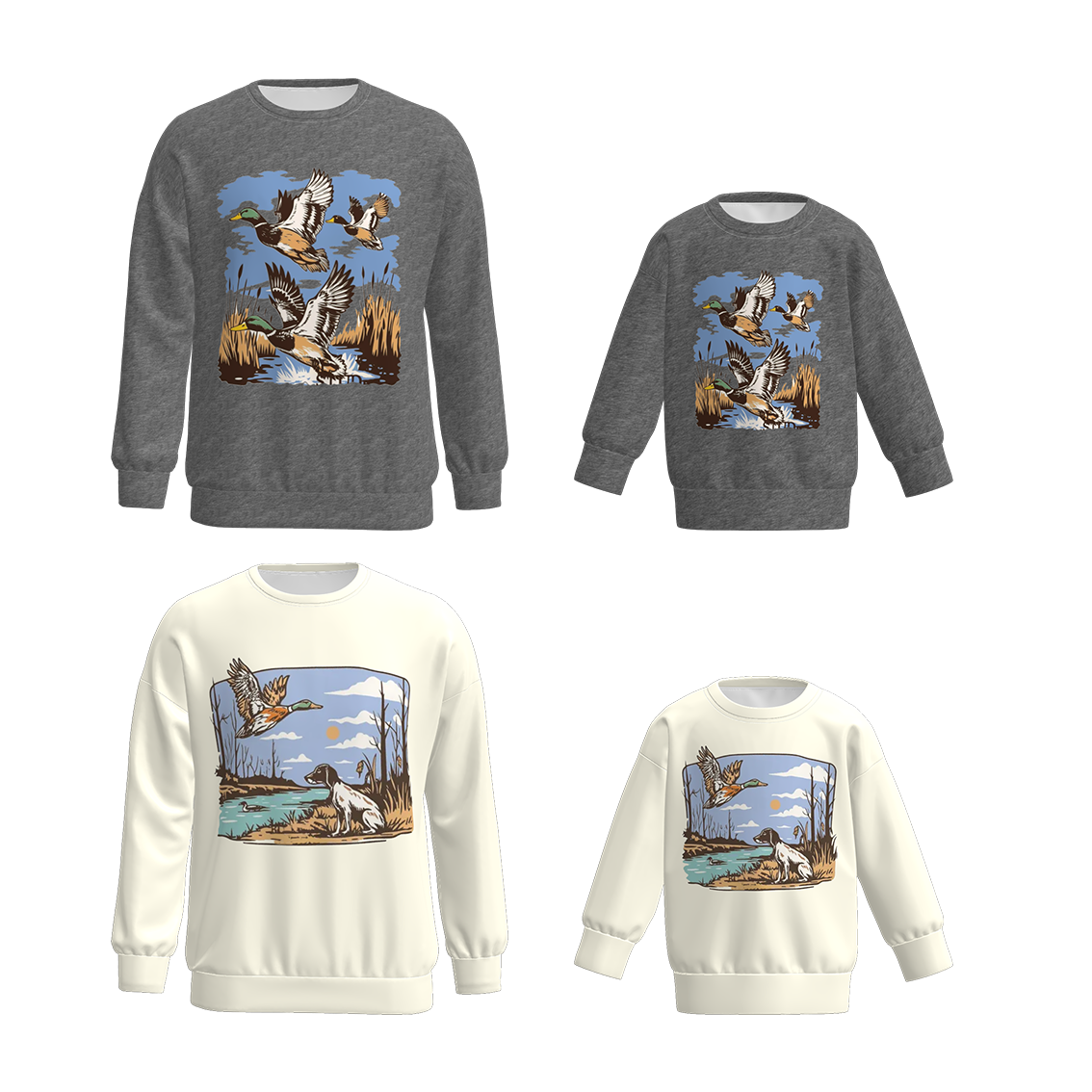 （Pre Order）Family Fall Wild Goose Print Sweatshirt
