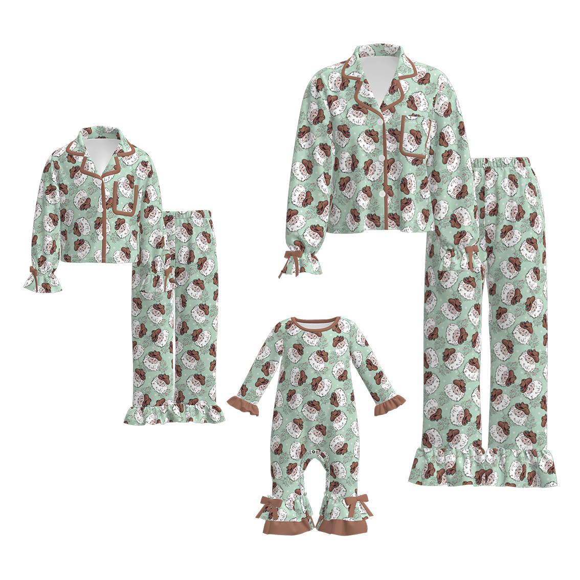 （Pre Order）Family Christmas Santa Claus Print Pajamas＆Romper