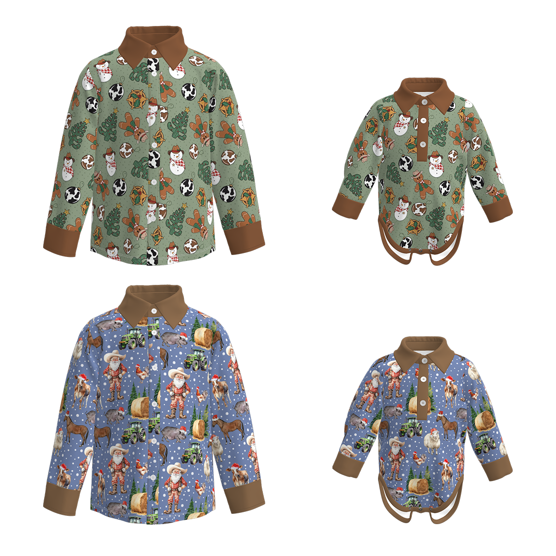 （Pre Order）Brothers Christmas Print Shirt&Romper