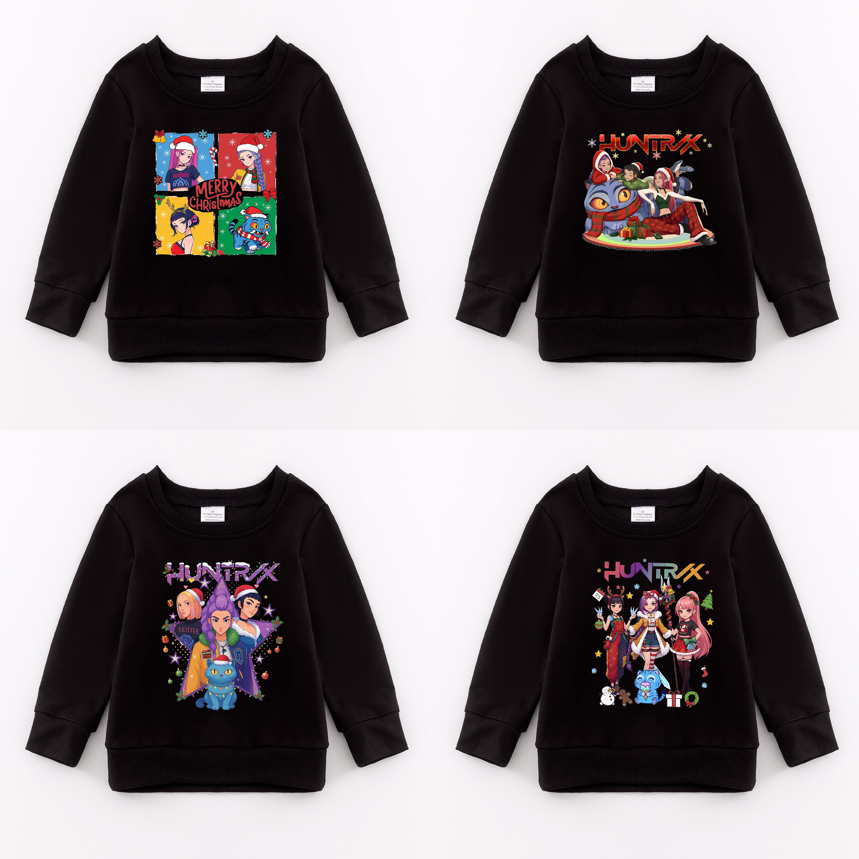 （Pre Order）Girls Christmas Movie Character Print Cotton Sweatshirt