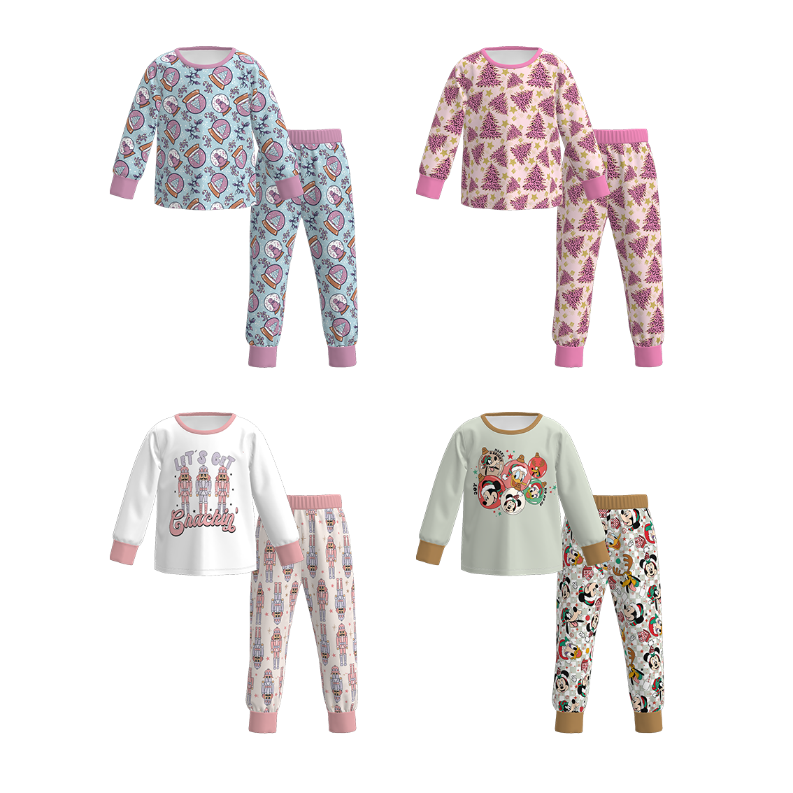 （Pre Order）Girls Christmas Santa Claus Print Pajamas