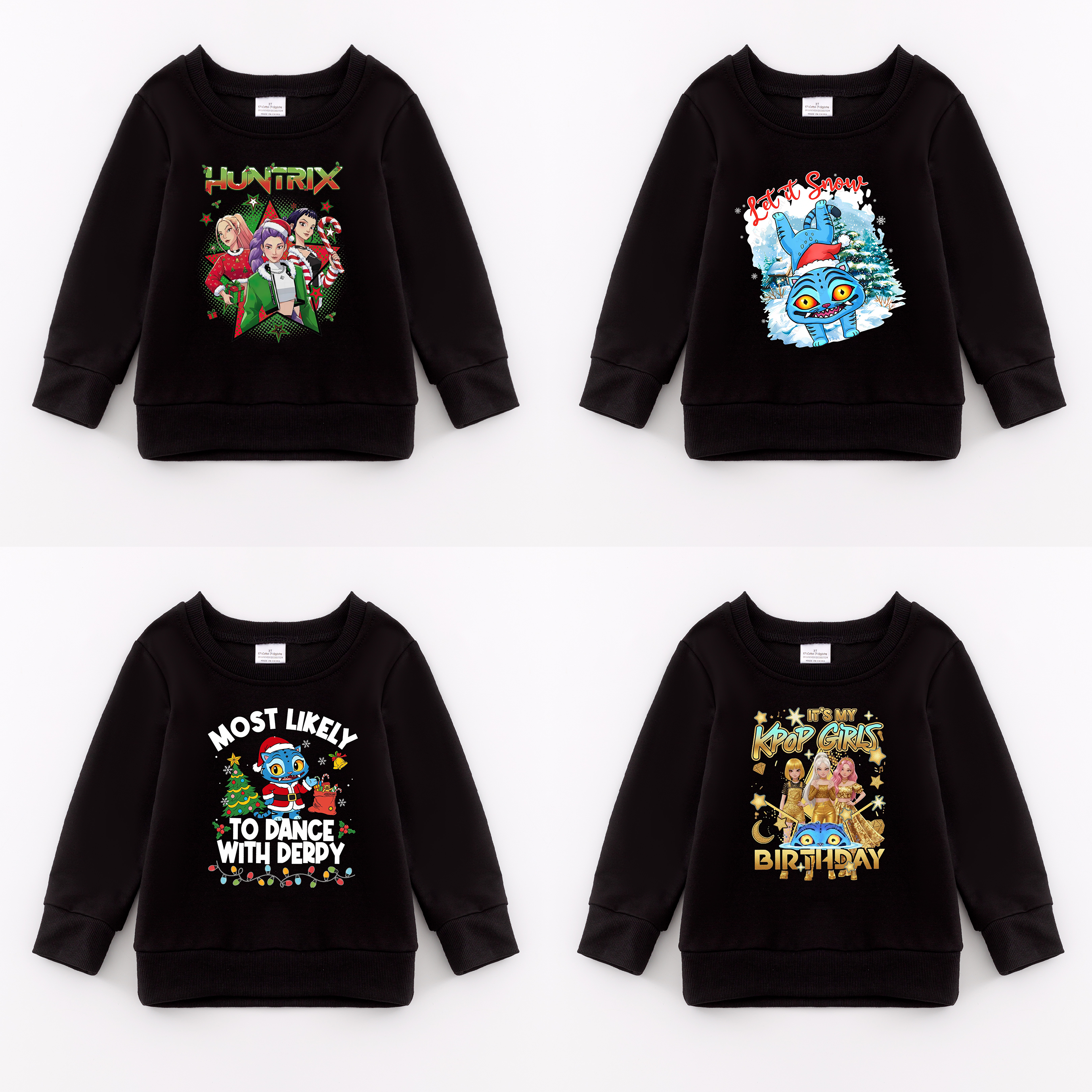 （Pre Order）Girls Christmas Movie Character Print Cotton Sweatshirt