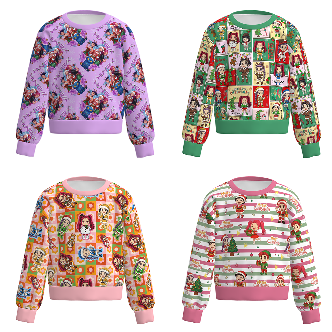 （Pre Order）Girls Christmas Cartoon Print Sweatshirt