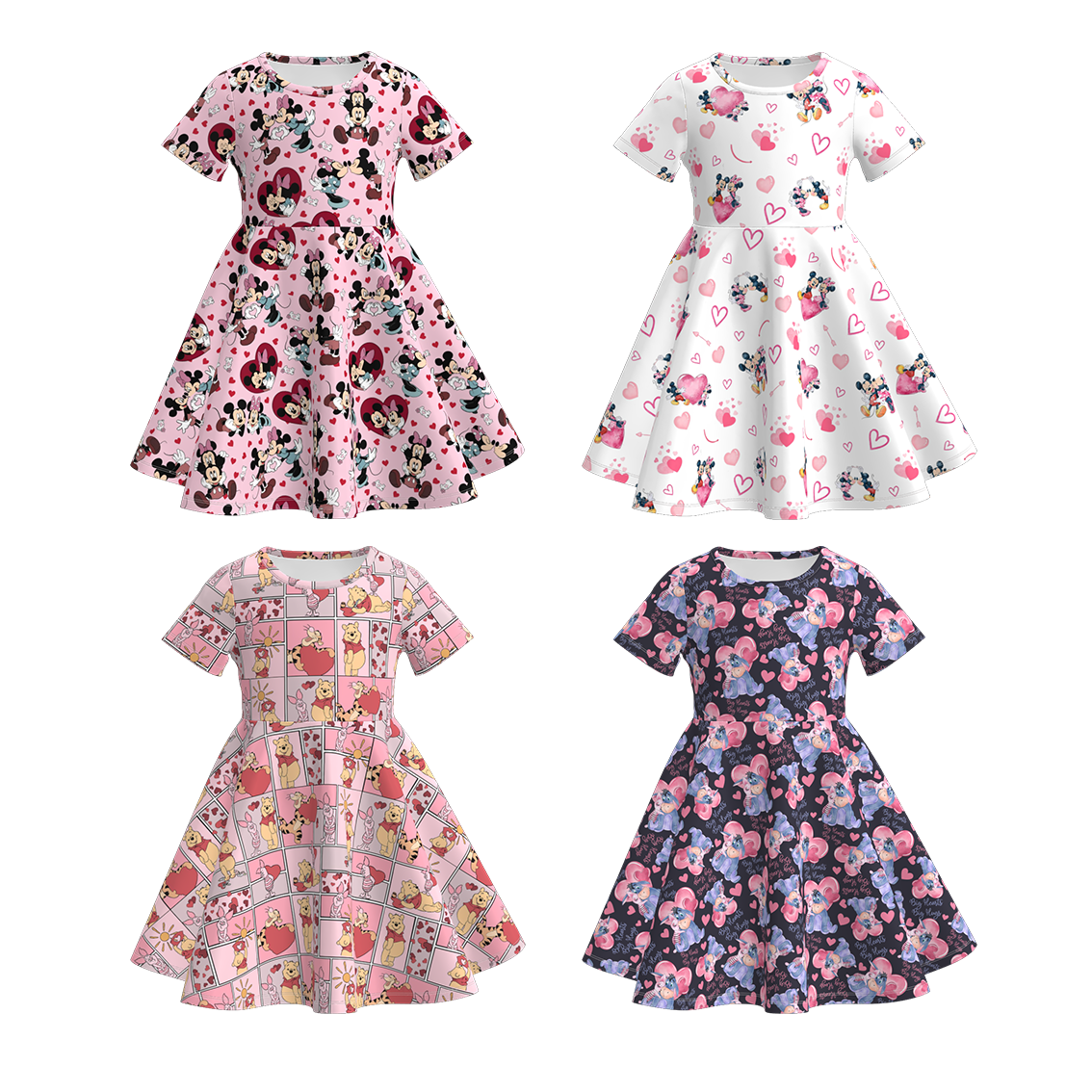 （Pre Order）Girls Valentine's Day Cartoon Print Dress