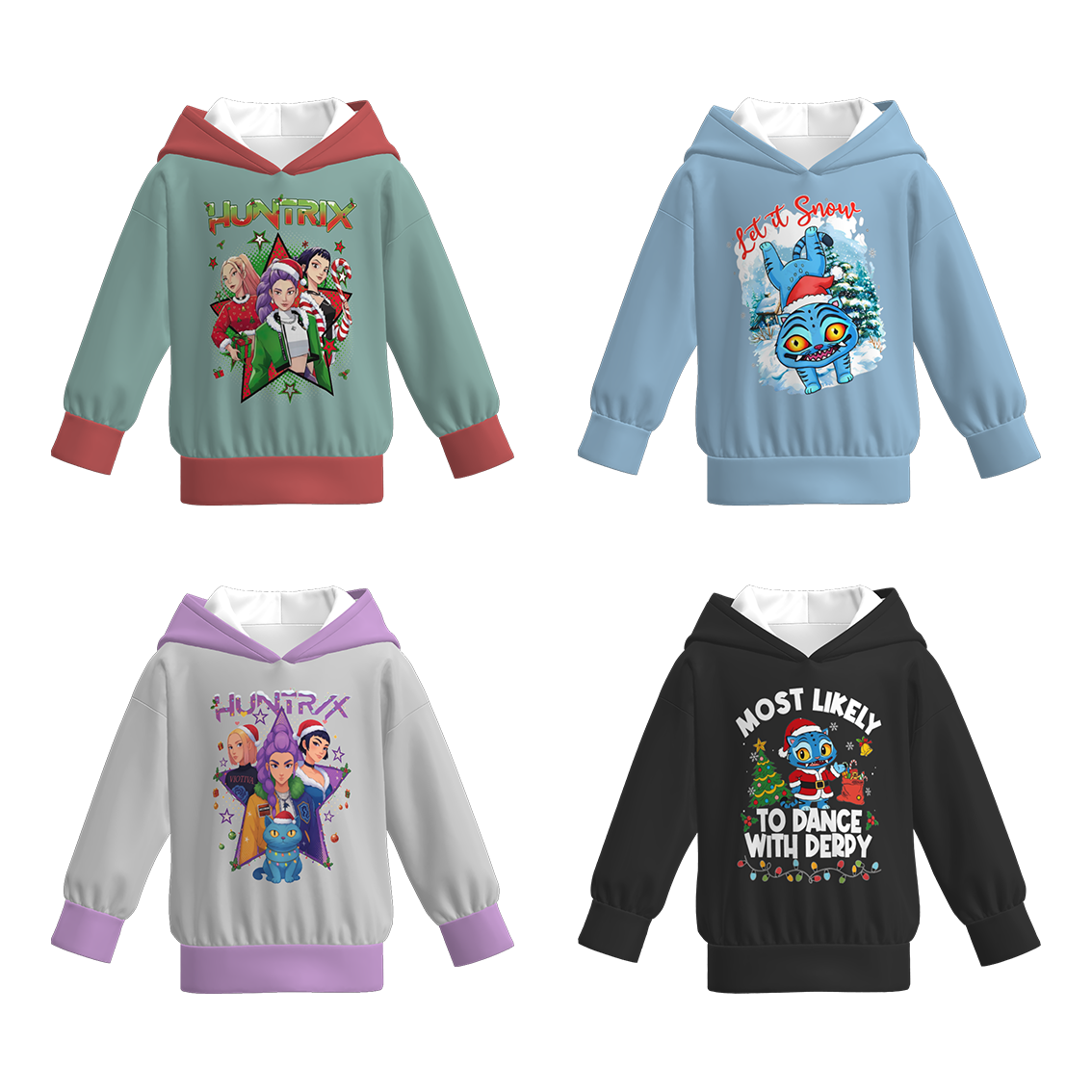 （Pre Order）Girls Christmas Movie Character Print Hoodie