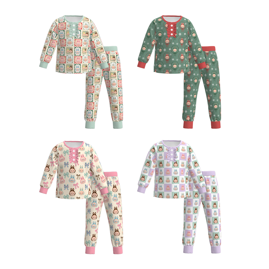 （Pre Order）Girls Halloween Cartoon Print Pajamas