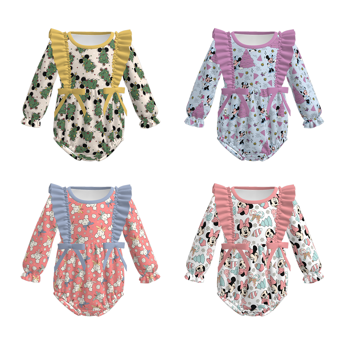 （Pre Order）Toddler Girls Christmas Cartoon Print Romper