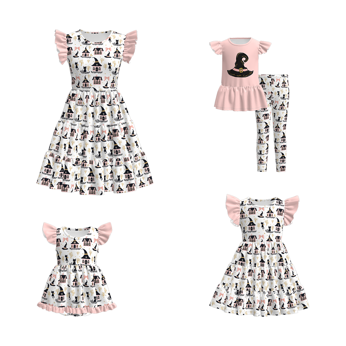 （Pre Order）Family Halloween Witch Print Dress,Set&Romper
