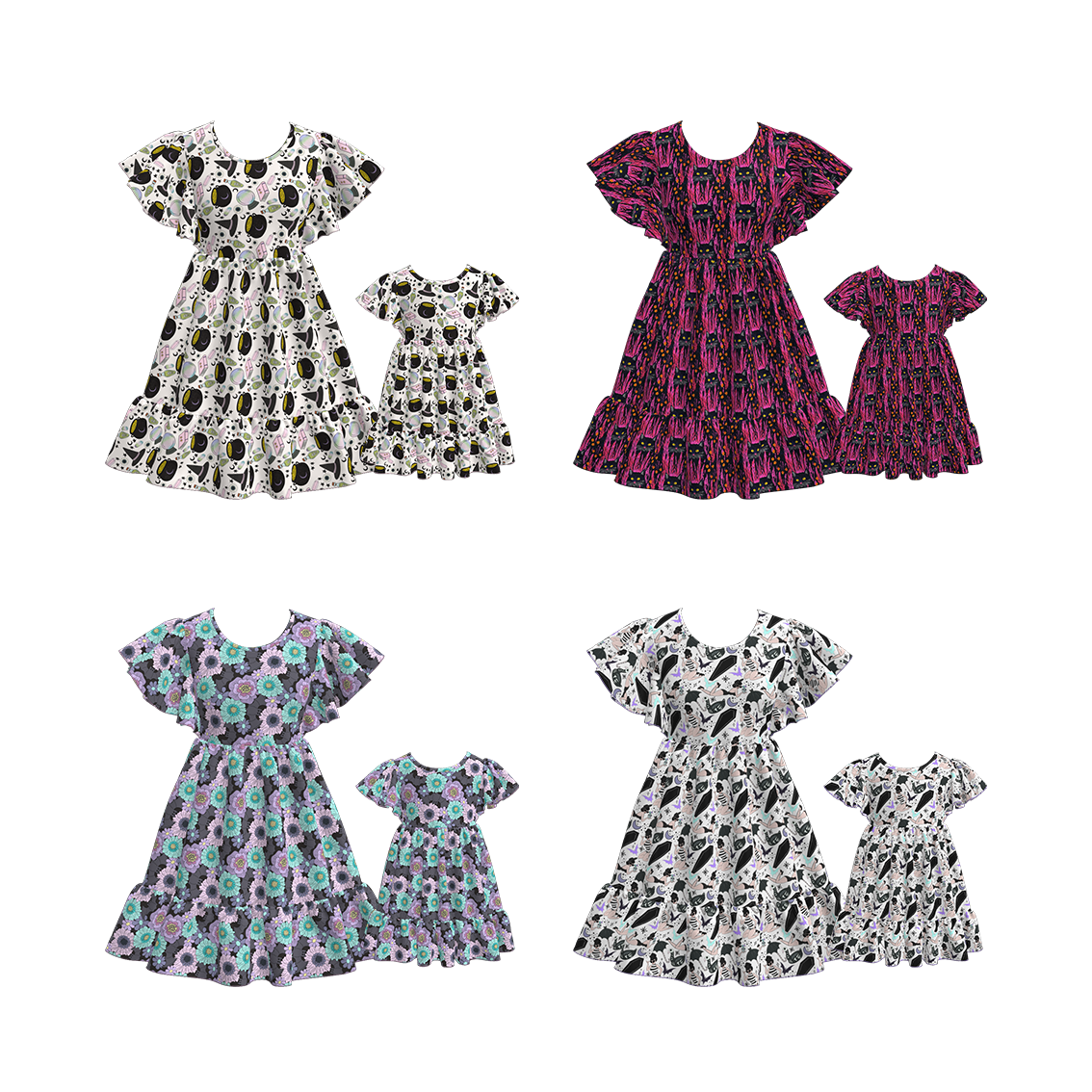 （Pre Order）Mommy and Me Halloween Print Dress