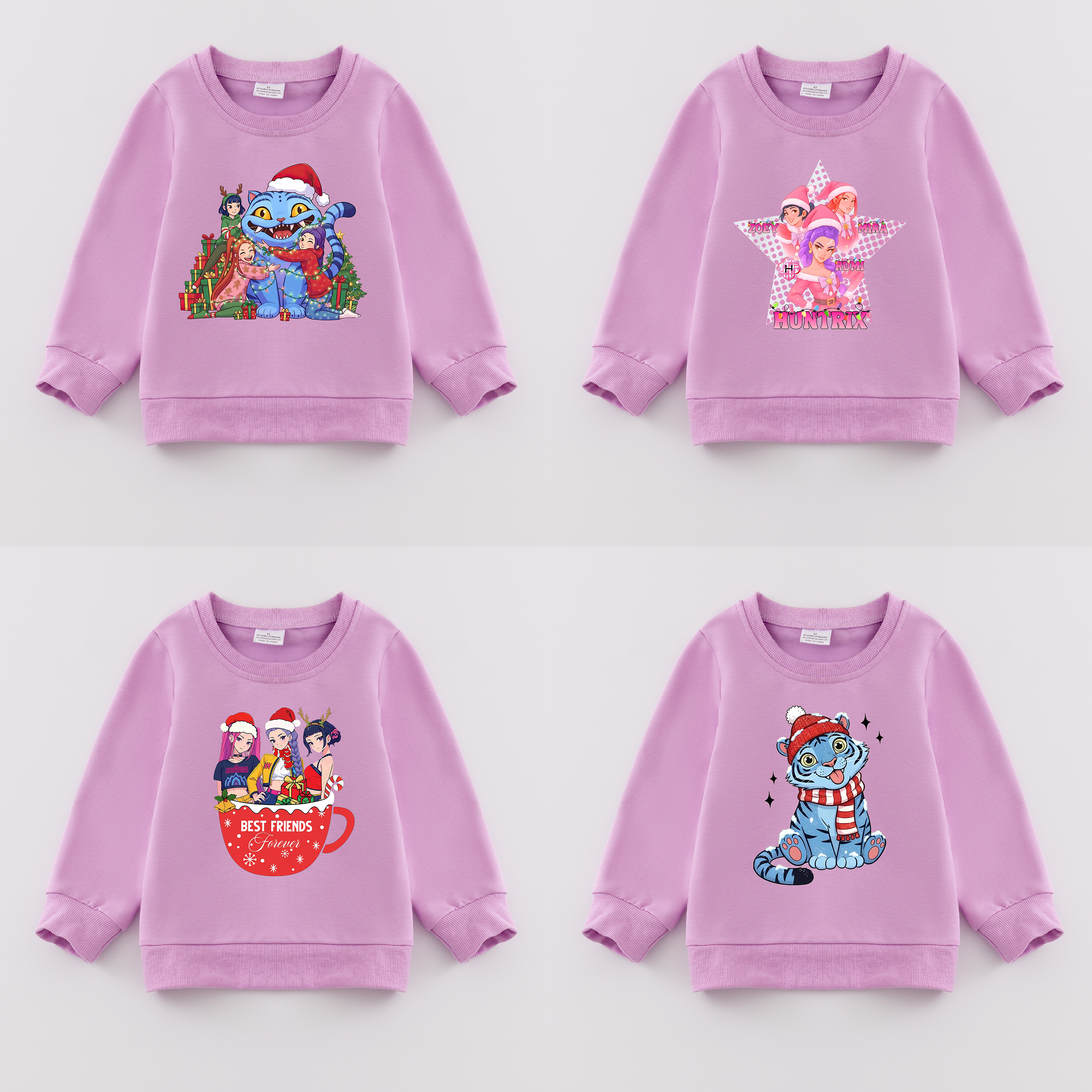 （Pre Order）Girls Christmas Movie Character Print Cotton Sweatshirt