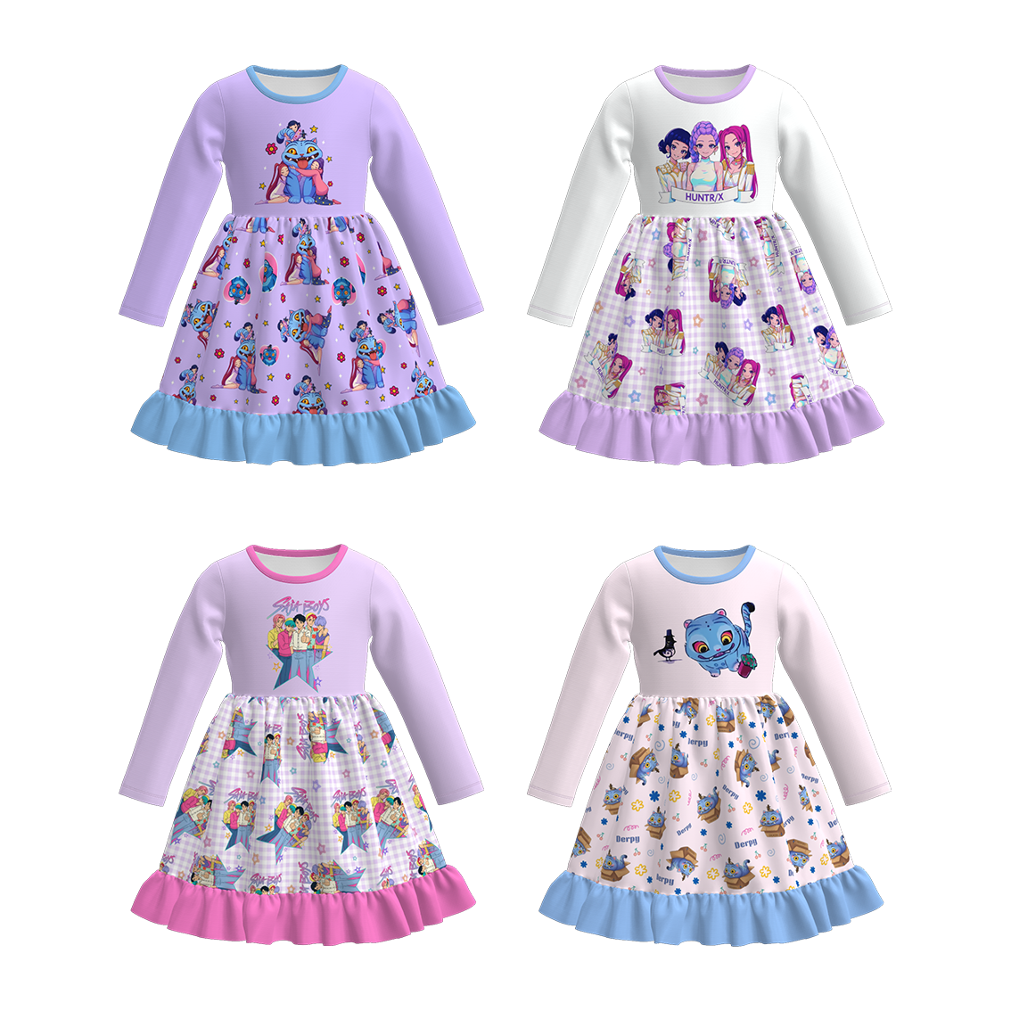 （Pre Order）Girls Movie Character Print Ruffle Dress